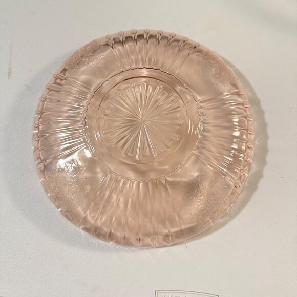 Mayfair Open Rose Pink Depression Glass Serving Bowl Floral Etched Pattern Vinta - Picture 6 of 9